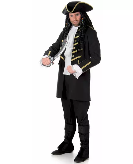 Czarno-złoty kostium pirata dla mężczyzn, Rozmiar: Large