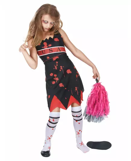 Kostium cheerleaderki zombie dla dziewczynki z Halloween, Rozmiar: 10-12 lat (L)