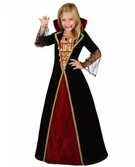 Elegancka wampirzyca kostium na Halloween, Rozmiar: 7-9 lat (130-145 cm)