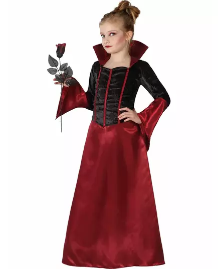 Halloweenowy kostium wampira w kolorze czerwonym i czarnym, Rozmiar: 7-9 lat (130-145 cm)