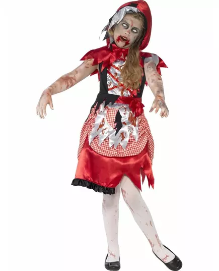 Kostium Zombie Czerwony Kapturek dla dziewczynki, Rozmiar: 7-9 lat (130/143 cm)