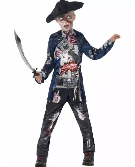 Halloweenowy kostium pirata zombie, Rozmiar: 7-9 lat (130/143 cm)