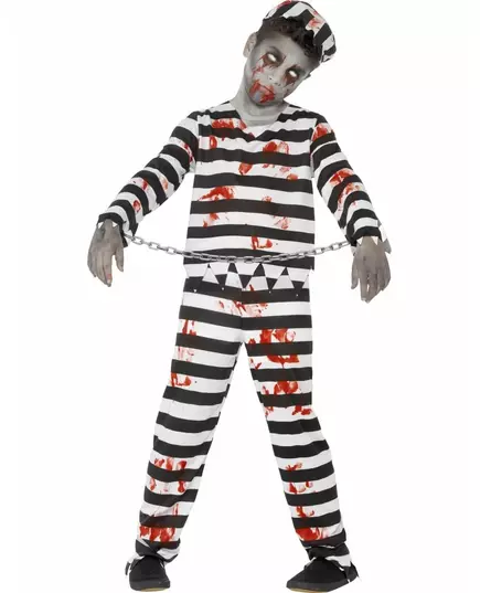Halloweenowy kostium zombie więźnia chłopca, Rozmiar: 13-15 lat