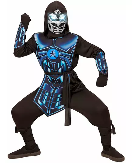 Kostium cyber ninja światła i dźwięku dla dziecka, Rozmiar: 11-13 lat (158 cm)