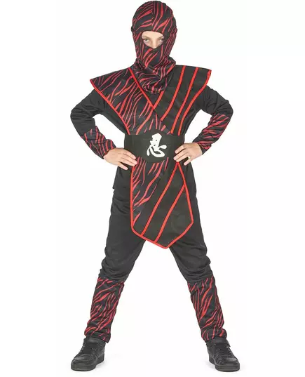 Kostium czerwony płowy ninja dla chłopca, Rozmiar: 7-9 lat (120-130 cm)