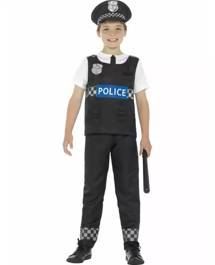 Kostium policjanta czarno-biały dla chłopca, Rozmiar: 7-9 lat (130/143 cm)