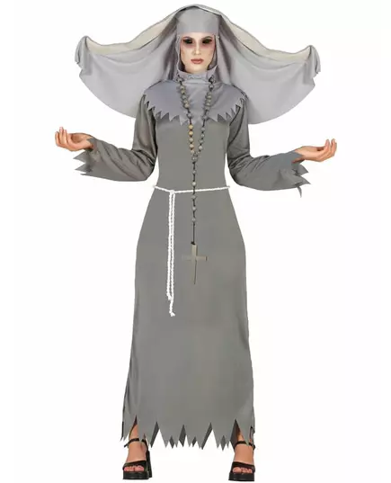 Szary kostium opętanej zakonnicy dla kobiet Halloween, Rozmiar: Large (42-44)