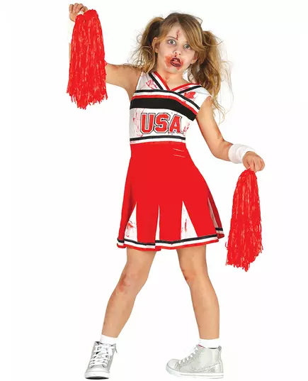 Kostium dla dziewczynki Halloween Zombie Cheerleaderka, Rozmiar: 10-12 lat (142-148 cm)