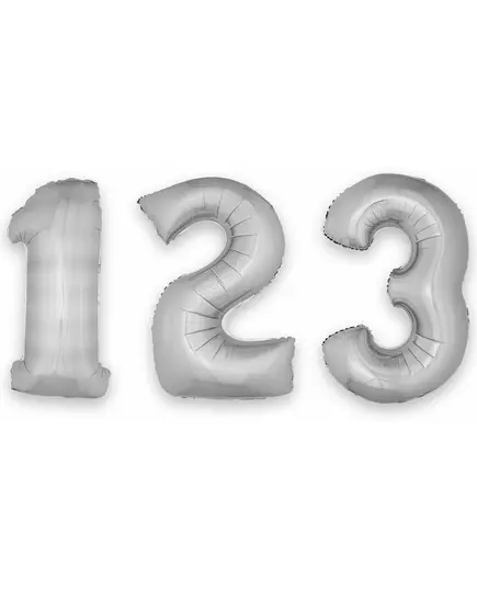 1m srebrny balon foliowy z cyframi, Rozmiar: 2