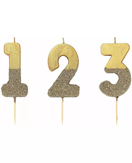 13,8 cm złota świeca z brokatem w sztyfcie, Rozmiar: 8