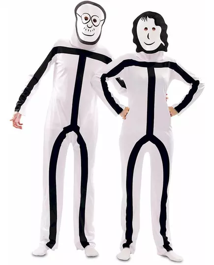 Kostium z maskami Stickman dla dorosłych, Rozmiar: Medium/Large (52)