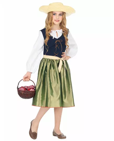 Zielony kostium renesansowy dla dziewczynki, Rozmiar: 5-7 lat(128 cm)