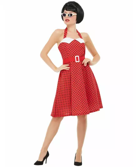 Czerwony kostium rockabilly lat 50 dla kobiet, Rozmiar: Medium