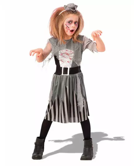 Szary kostium pirata zombie dla dziewczynki, Rozmiar: 8-9 lat (138 cm)