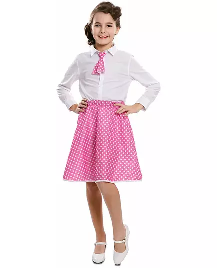 Różowa dziewczyna Pinup Tie spódnica, Rozmiar: 7-10 lat (122-139 cm)