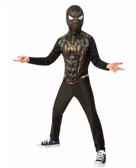 Klasyczny czarno-złoty kostium Spiderman No Way Home dla dzieci, Rozmiar: 3-4 lat (90 to 104 cm)