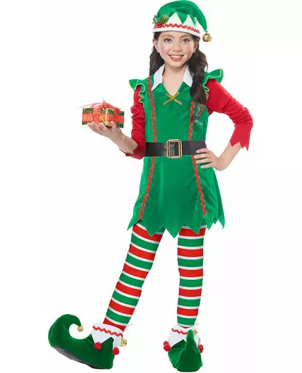 Kostium świąteczny elf deluxe dla dziewczynki, Rozmiar: 6-8 lat (134 cm)