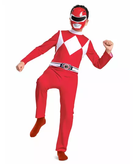Klasyczny czerwony kostium Power Rangers dla dzieci, Rozmiar: 5–6 lat(109–126 cm))