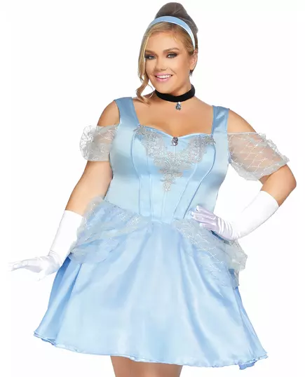 Kostium damski plus size w kolorze niebieskim księżniczki, Rozmiar: 3XL/4XL(54-58)