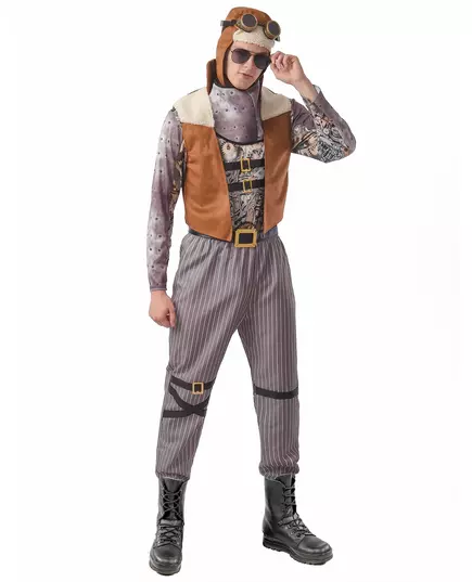 Męski kostium awiatora w stylu steampunk, Rozmiar: M
