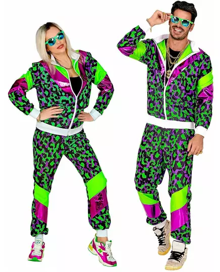 Kostium dresowy Neon Leopard Print Plus Size, Rozmiar: X-Large