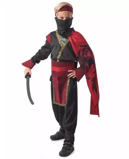 Czerwony kostium ninja ze smokiem dla chłopców, Rozmiar: 4-6 lat(110-120 cm)