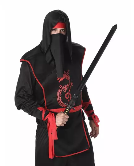 Czarno-czerwony kostium ninja dla mężczyzn, Rozmiar: Medium, image 2
