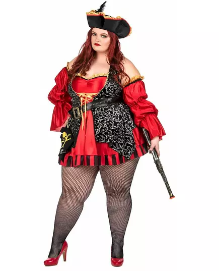 Kostium czerwonego pirata w dużym rozmiarze dla kobiet, Rozmiar: XX-Large (46/48)