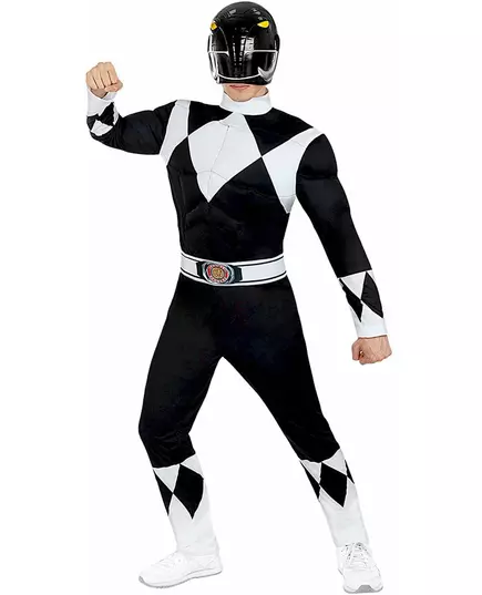Kostium Black Power Ranger™ dla dorosłych, Rozmiar: Large