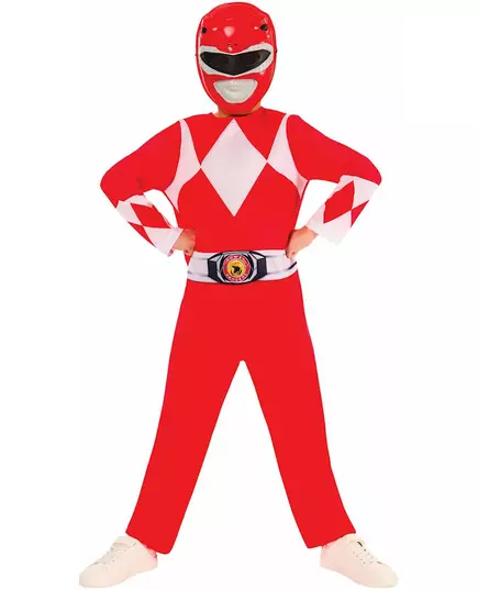 Klasyczny czerwony kostium Power Ranger™ dla dziecka, Rozmiar: 7-8 lat (122 to 128 cm)