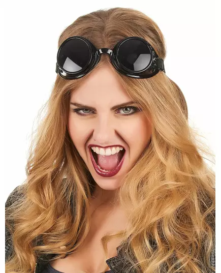 Czarne plastikowe okulary motocyklowe dla dorosłych, image 2