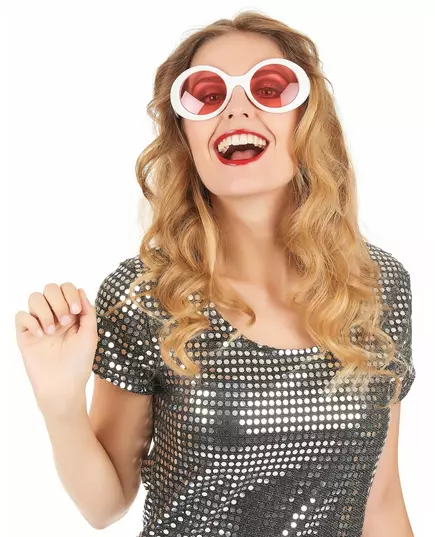 Okrągłe białe plastikowe okulary dla dorosłych, image 2