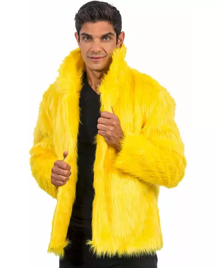 Żółty płaszcz ze sztucznego futra dla dorosłych, Rozmiar: X-Large (190 cm)