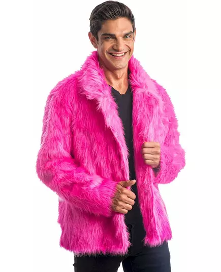 Różowy płaszcz ze sztucznego futra dla dorosłych, Rozmiar: X-Large (190 cm)