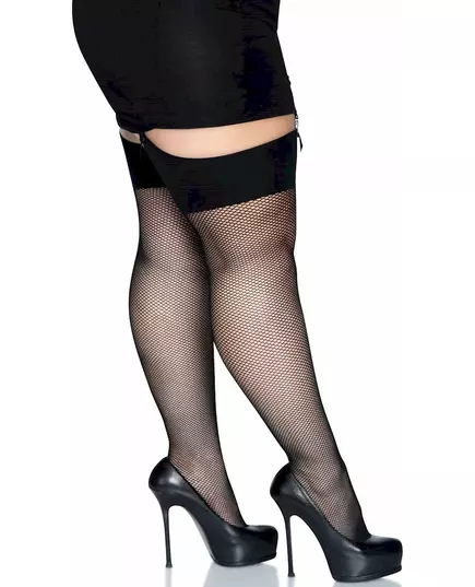 Czarne pończochy siateczkowe plus size, image 2