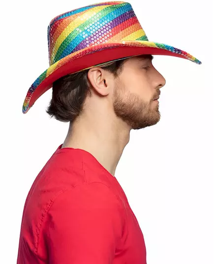 Kowbojski kapelusz z tęczowymi cekinami dla dorosłych, image 2