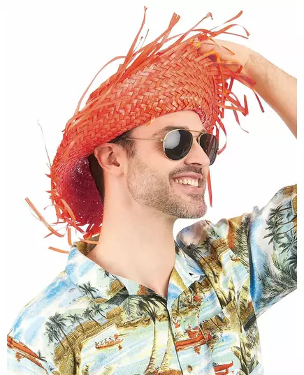 Pomarańczowy kapelusz hawajski dla dorosłych, image 2