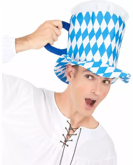Piwna czapka kufel w kolorze niebieskim i białym dla dorosłych, image 2