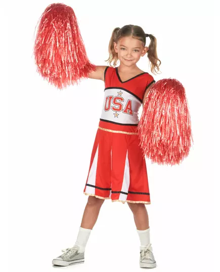 Czerwony kostium cheerleaderki USA dla dziewczynki, Rozmiar: 10-12 lat (130-140 cm), image 2
