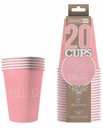 20 amerykańskich pastelowych różowych kubków kartonowych nadających się do recyklingu 53 cl, image 2