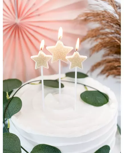 3 świeczki szampańskie brokatowe gwiazdki 11 cm, image 2