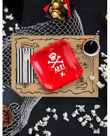 6 czerwonych talerzy papierowych na imprezę piratów 20 cm, image 2