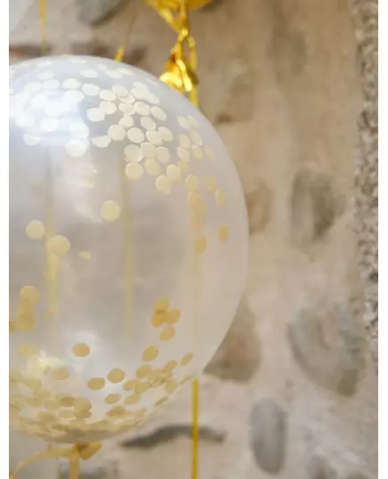 6 przezroczystych balonów lateksowych ze złotym konfetti ochry 30 cm, image 2