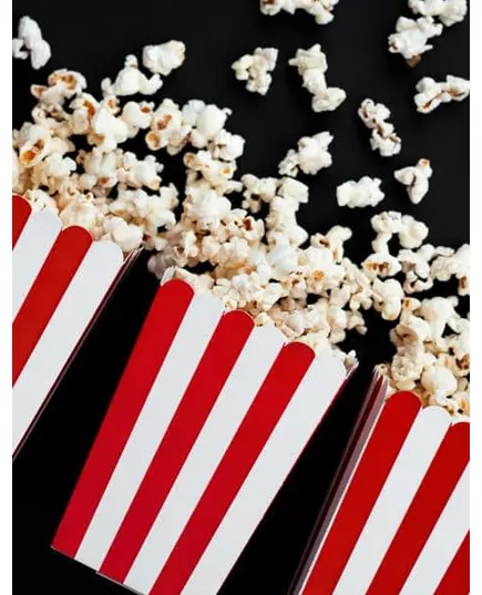 6 czerwonych i białych kartonowych pudełek na popcorn o wymiarach 7 x 12,5 cm, image 2