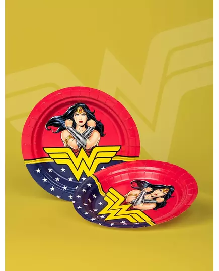 8 talerzyków papierowych Wonder Woman™ o średnicy 23 cm, image 2