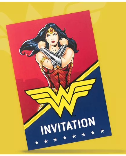 8 zaproszenia urodzinowe z kopertą Wonder Woman™ 10 x 16 cm, image 2