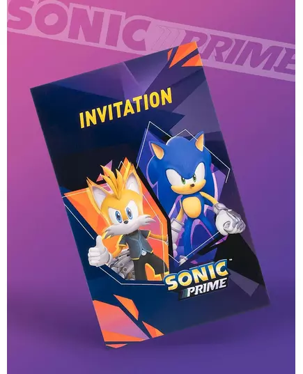 8 kart z zaproszeniami Sonic Prime 10 x 15 cm, image 2