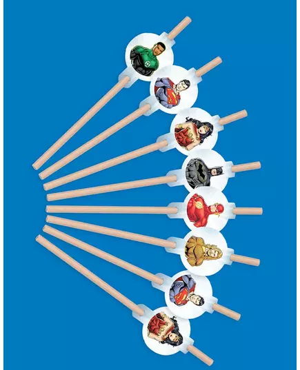 8 kartonowych słomek Justice League™ 20 cm, image 2