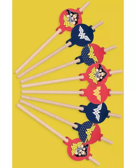 8 kartonowych słomek Wonder Woman™ 20 cm, image 2