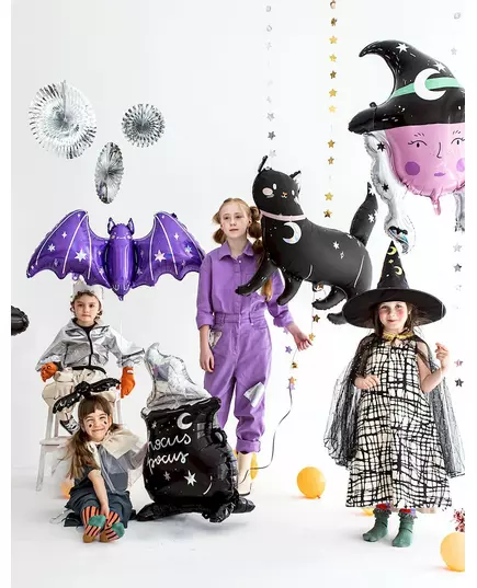 Balon aluminiowy z czarnym kotem na Halloween 96 x 95 cm, image 2